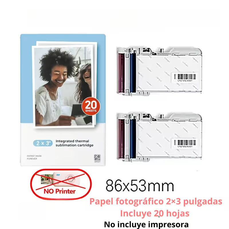 Impresora Fotográfica Portátil HPRT a Color 2×3” – Mini Impresora HD con Bluetooth para iOS y Android