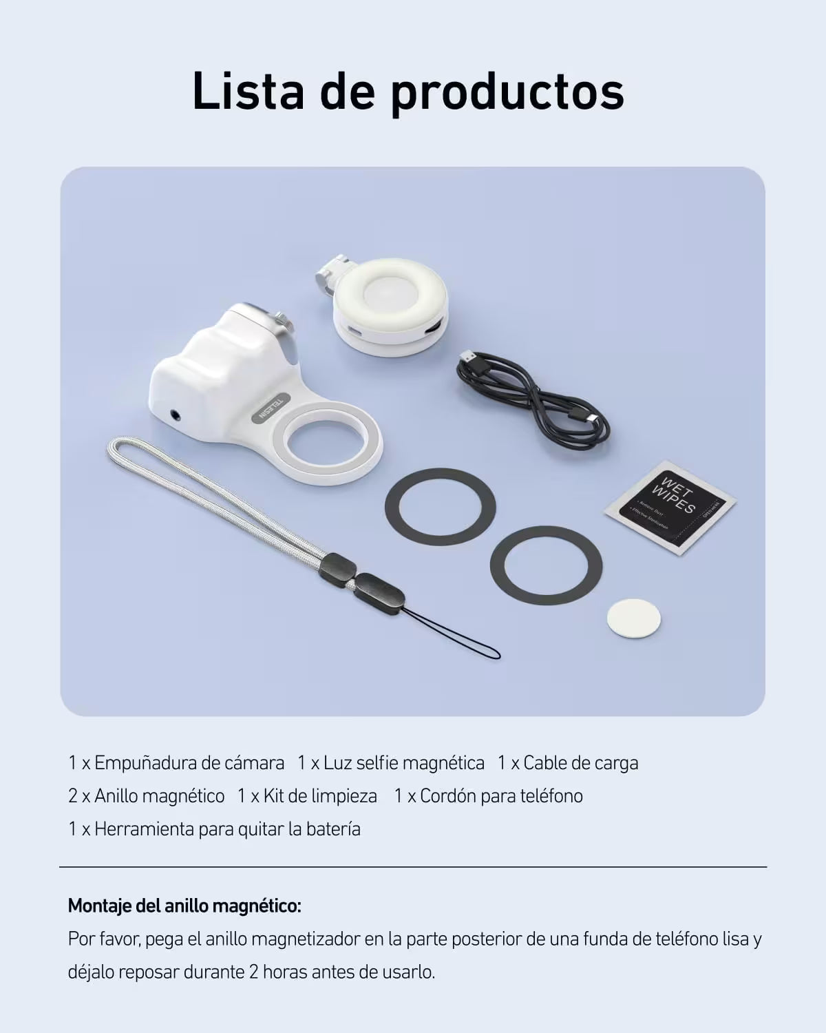 ELESIN Empuñadura Magnética para Cámara | Control Remoto | Soporte para Móvil