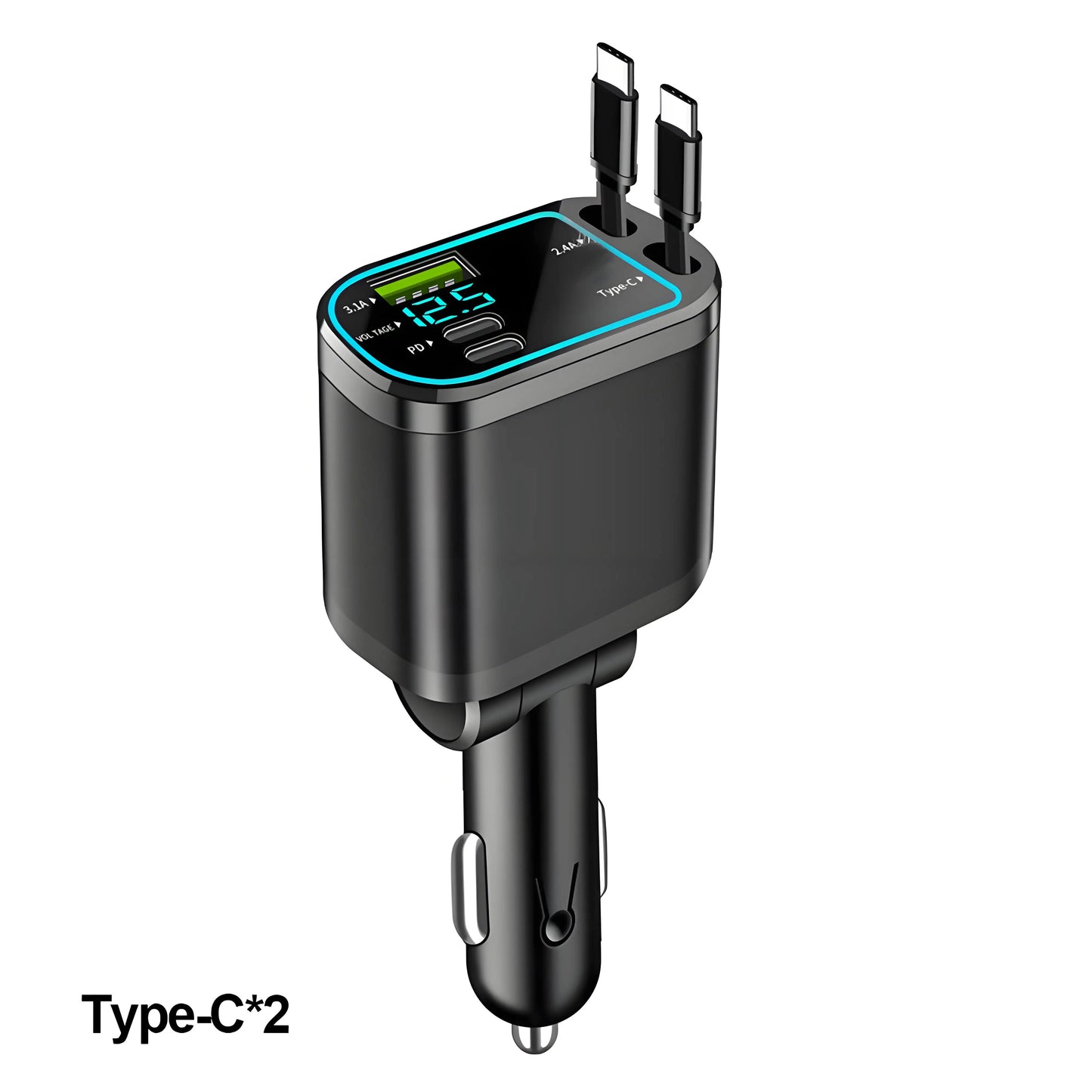 Cargador de Coche Retráctil 120W USB-C – Carga Rápida Universal