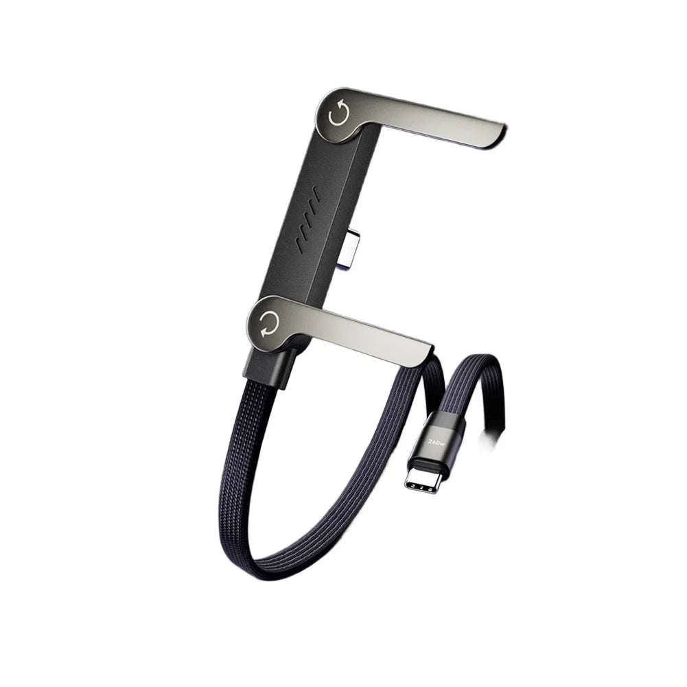 Cable Tipo C PD 240W 2 en 1 con Soporte Plegable – Carga Ultra Rápida