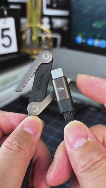 Cable Tipo C PD 240W 2 en 1 con Soporte Plegable – Carga Ultra Rápida